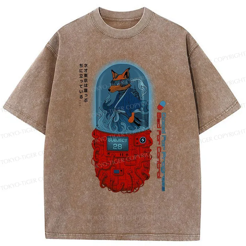 Tokyo-Tiger Fox Samurai Washed T-Shirt