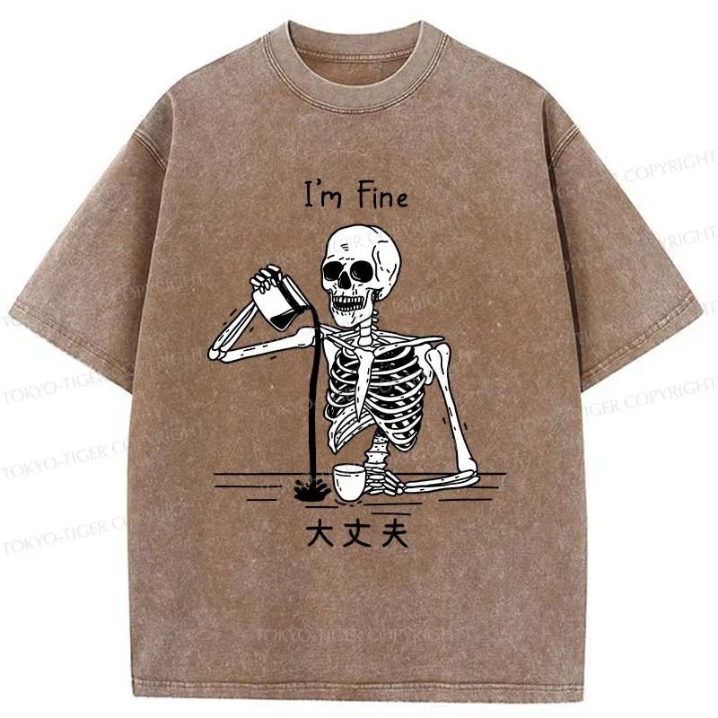 Tokyo-Tiger Restless Skeleton Washed T-Shirt