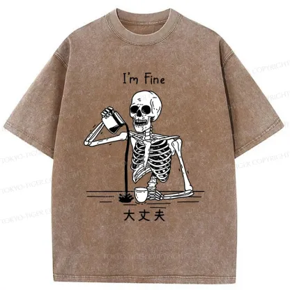 Tokyo-Tiger Restless Skeleton Washed T-Shirt