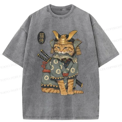 Tokyo-Tiger Cat Japanese General Washed T-Shirt