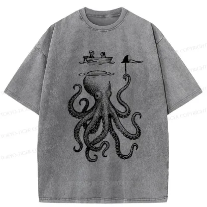 Tokyo-Tiger Octopus Disguised As Shark Washed T-Shirt