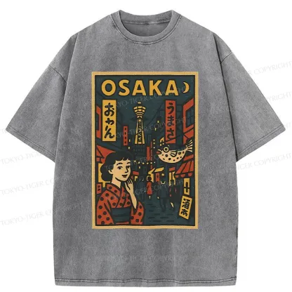 Tokyo-Tiger Osaka Street Scene Washed T-Shirt
