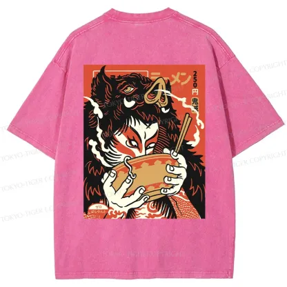 Tokyo-Tiger Savage Eating Back Washed T-Shirt