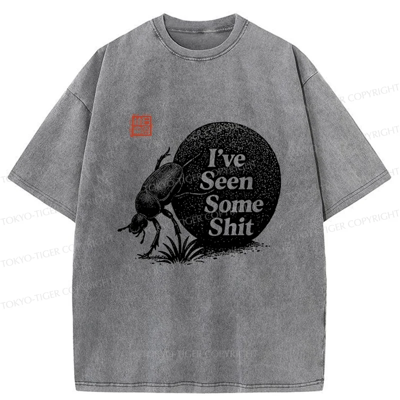 Tokyo-Tiger Funny Dung Beetle Washed T-Shirt