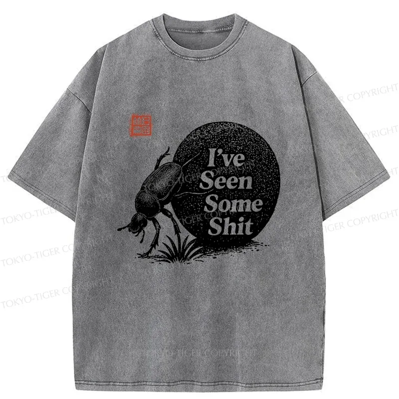 Tokyo-Tiger Funny Dung Beetle Washed T-Shirt