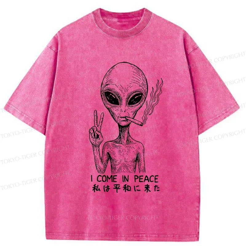 Tokyo-Tiger Aliens Come In Peace Washed T-Shirt