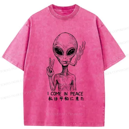 Tokyo-Tiger Aliens Come In Peace Washed T-Shirt