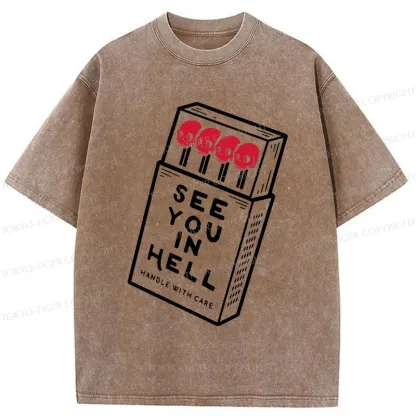 Tokyo-Tiger Skull In A Matchbox Washed T-Shirt