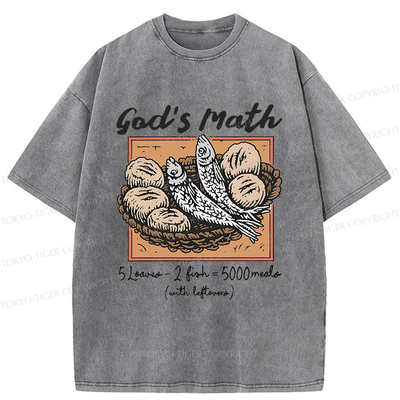 Tokyo-Tiger Five Loaves And Two Fishes Washed T-Shirt