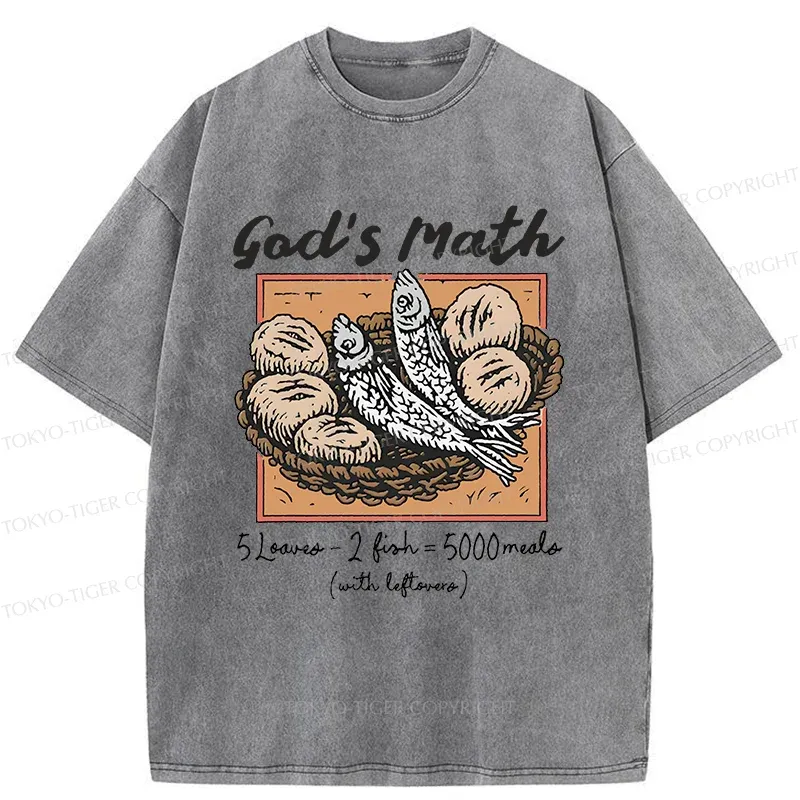 Tokyo-Tiger Five Loaves And Two Fishes Washed T-Shirt