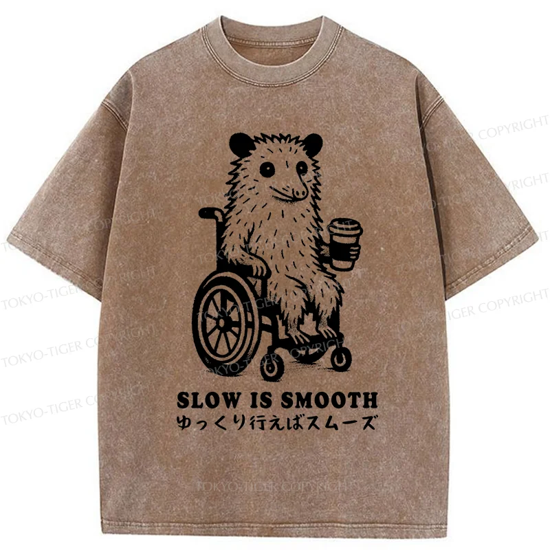 Tokyo-Tiger Possum In A Wheelchair Washed T-Shirt