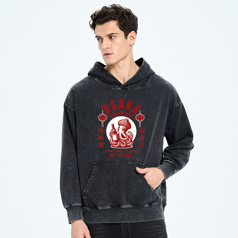 Tokyo-Tiger Retro Osaka Octopus Washed Hoodie