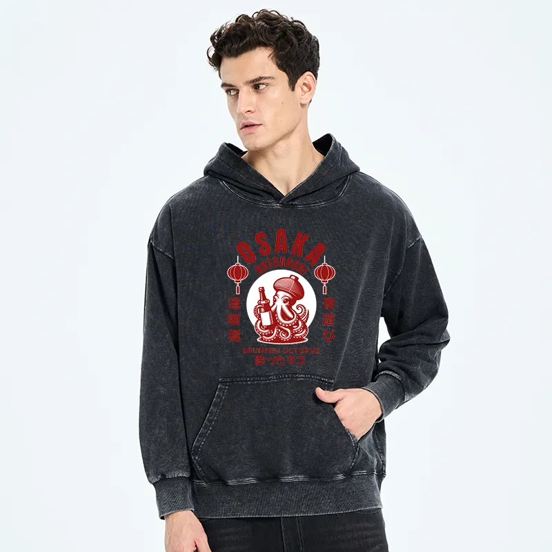 Tokyo-Tiger Retro Osaka Octopus Washed Hoodie