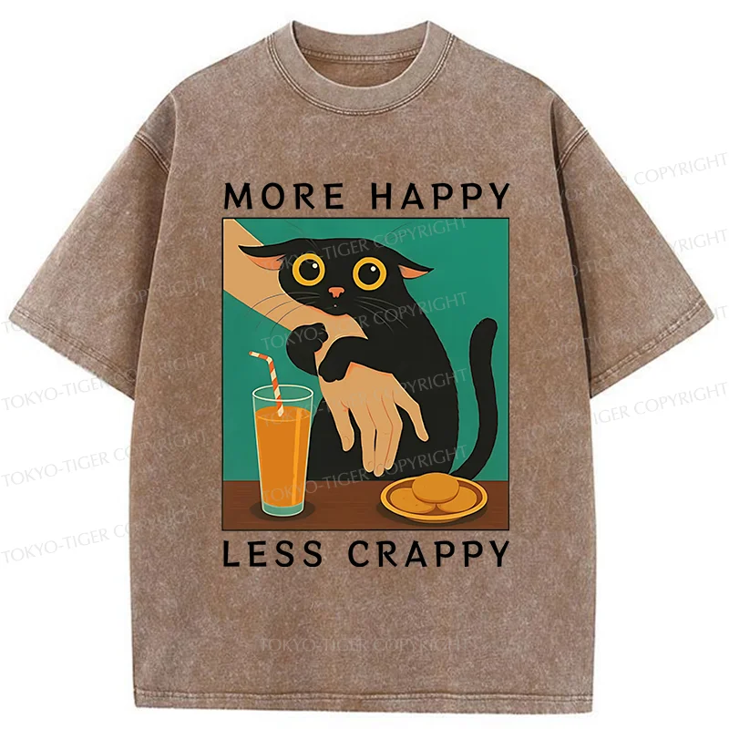 Tokyo-Tiger Cat Hugging Person Washed T-Shirt