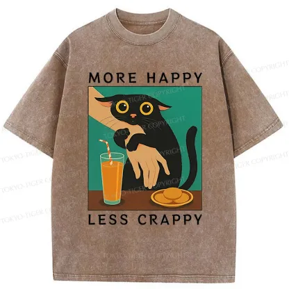 Tokyo-Tiger Cat Hugging Person Washed T-Shirt