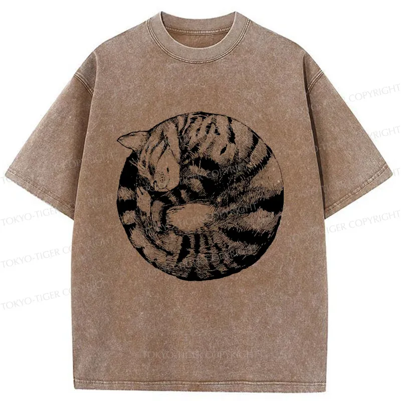 Tokyo-Tiger A Plate Of Cat Washed T-Shirt