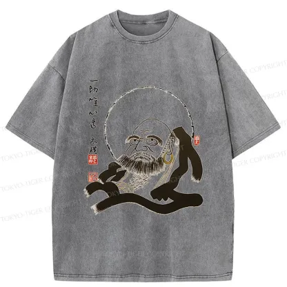 Tokyo-Tiger Funny Buddha Washed T-Shirt