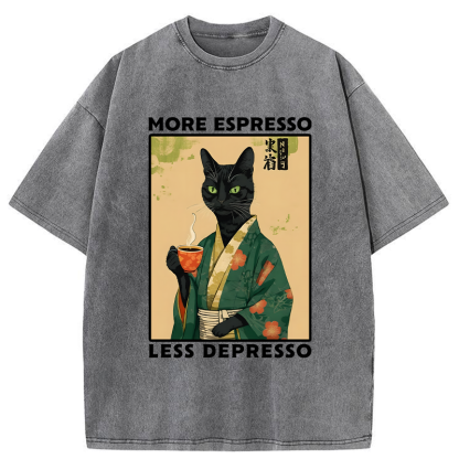 Tokyo-Tiger More Caffeine Less Sadness Washed T-Shirt
