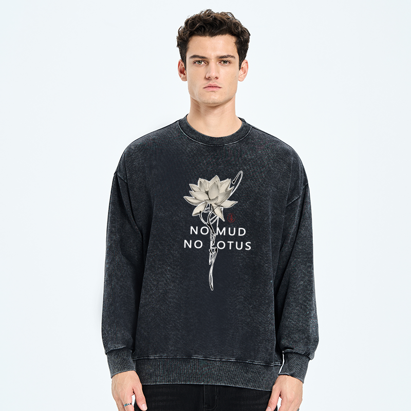 Tokyo-Tiger Japanese Zen Lotus Washed Sweatshirt
