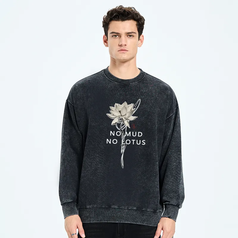 Tokyo-Tiger Japanese Zen Lotus Washed Sweatshirt