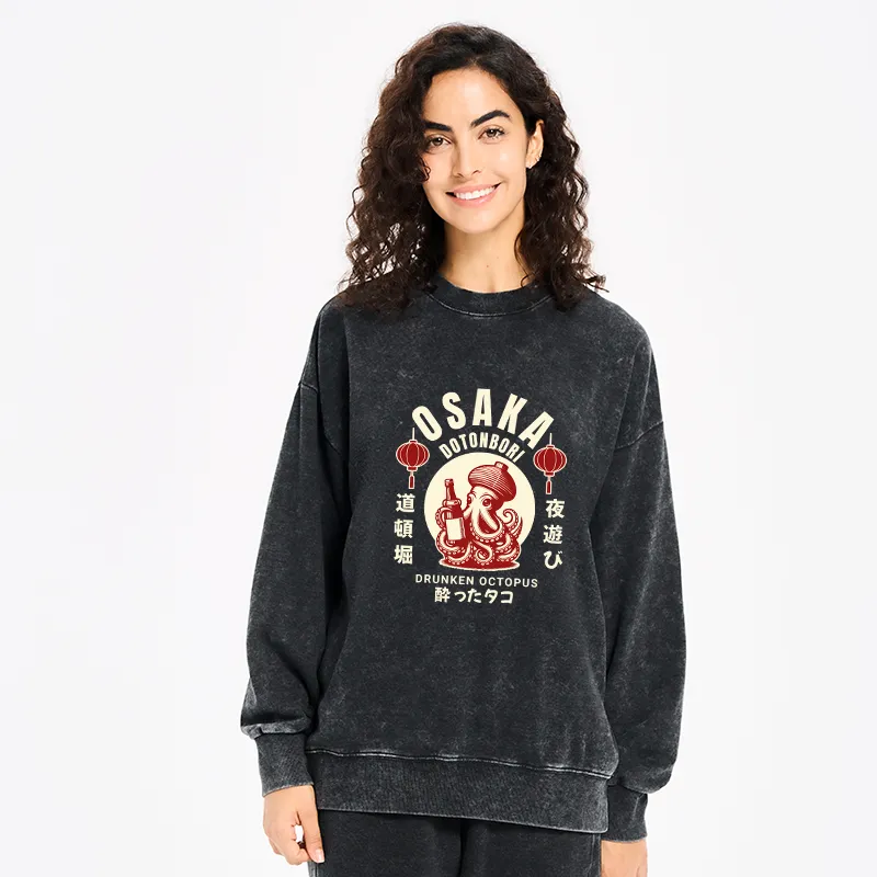 Tokyo-Tiger Retro Osaka Octopus Washed Sweatshirt