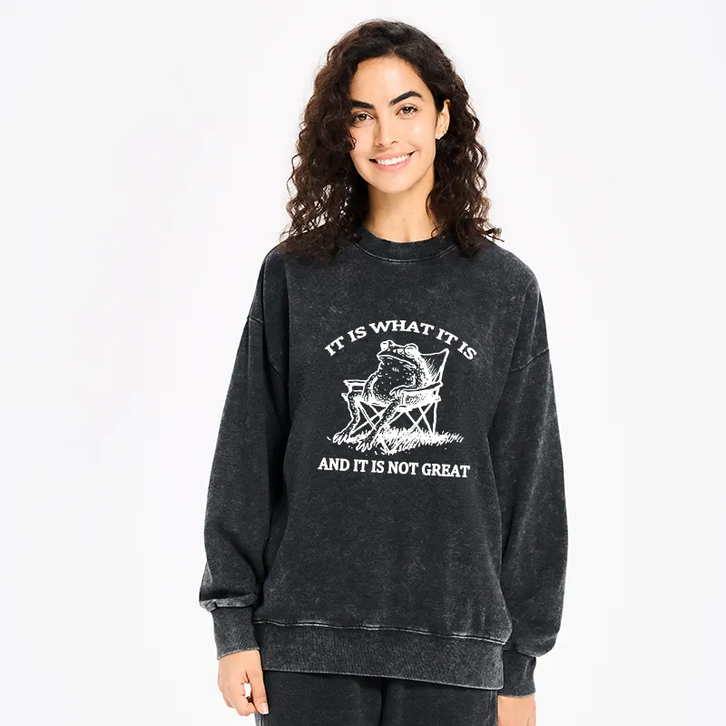 Tokyo-Tiger Resting Frog Funny Washed Sweatshirt