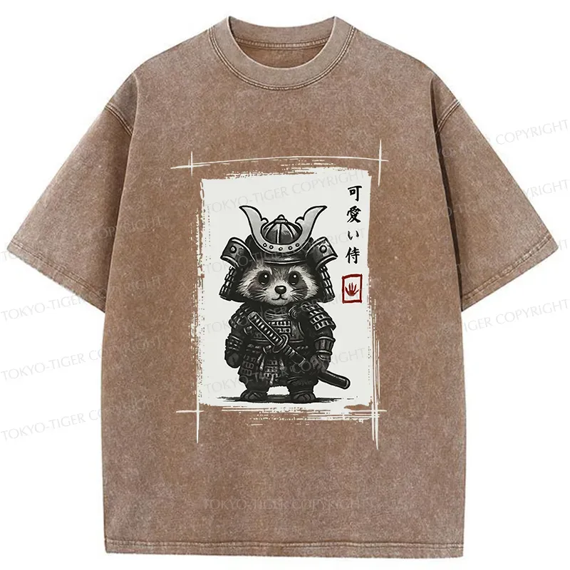 Tokyo-Tiger Samurai Baby Raccoon Washed T-Shirt