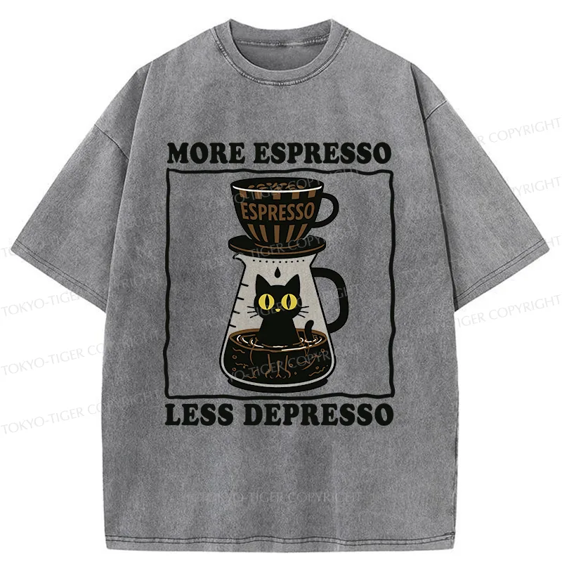 Tokyo-Tiger Cats And Coffee Washed T-Shirt
