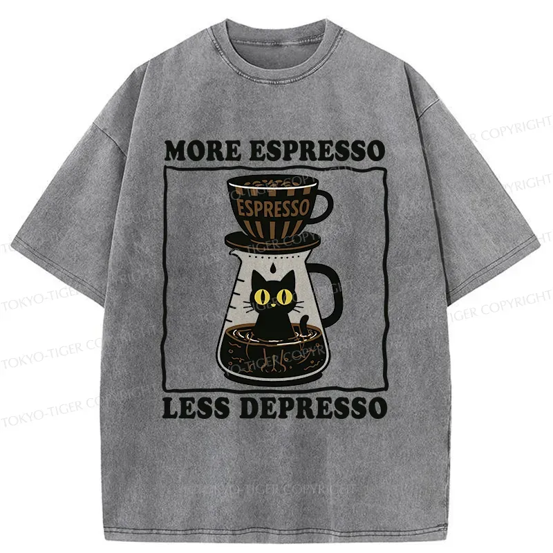 Tokyo-Tiger Cats And Coffee Washed T-Shirt Sale