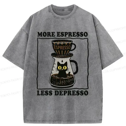Tokyo-Tiger Cats And Coffee Washed T-Shirt