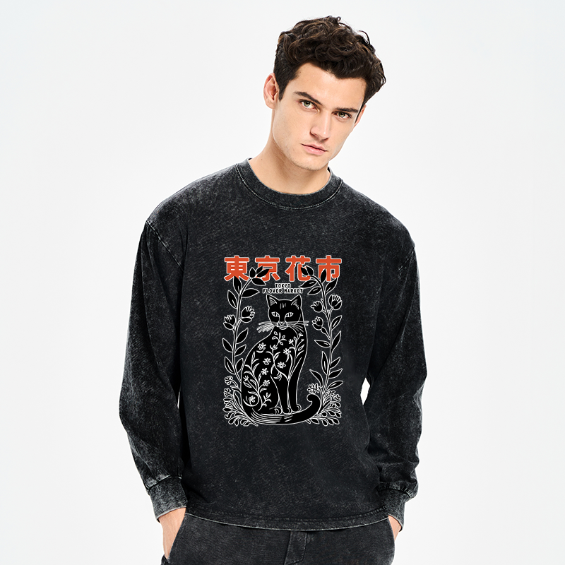 Tokyo-Tiger Tokyo Flower Market Washed Long Sleeve T-Shirt