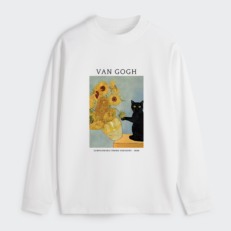 Tokyo-Tiger Black Cat With Sunflowers Classic Long Sleeve T-Shirt