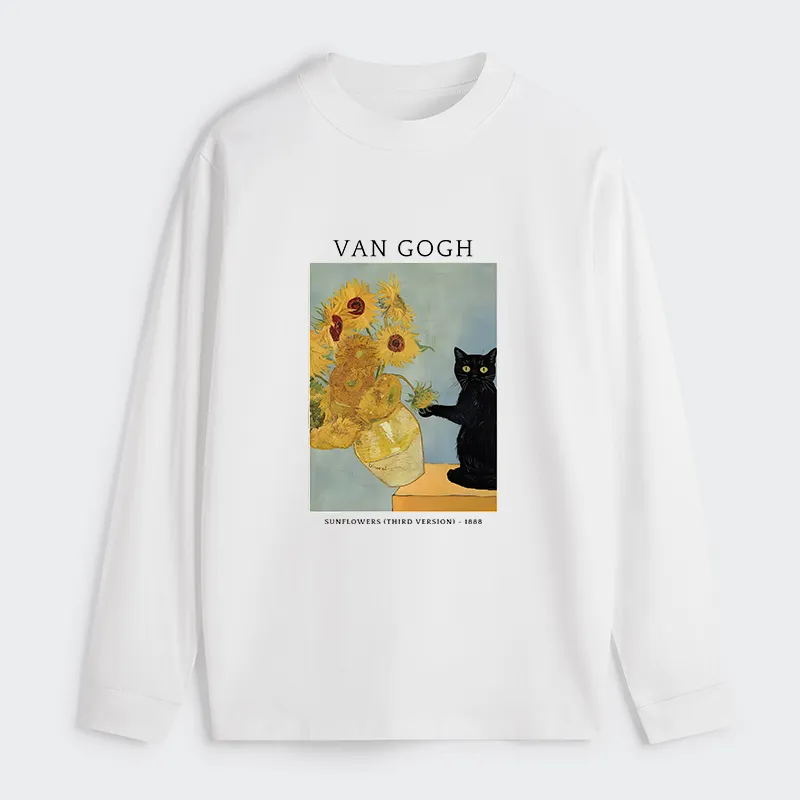 Tokyo-Tiger Black Cat With Sunflowers Classic Long Sleeve T-Shirt