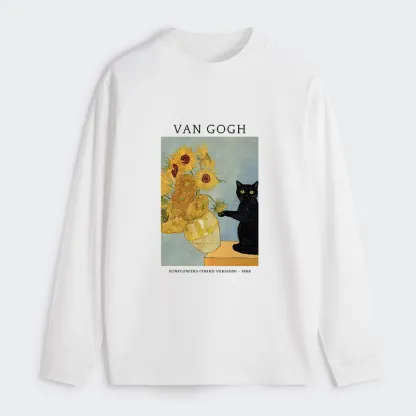 Tokyo-Tiger Black Cat With Sunflowers Classic Long Sleeve T-Shirt