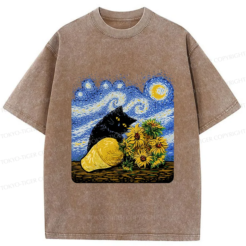 Tokyo-Tiger Cat Knocked Over The Vase Washed T-Shirt