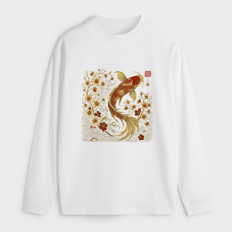 Tokyo-Tiger Vintage Sakura And Koi Classic Long Sleeve T-Shirt