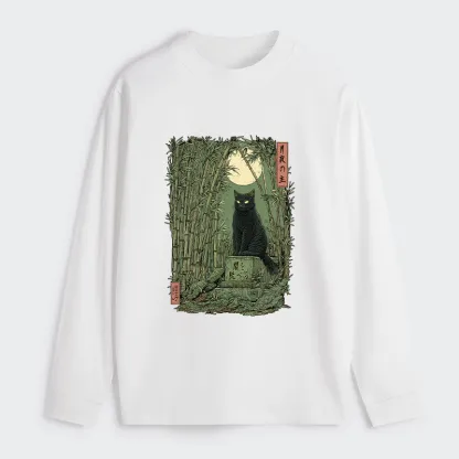 Tokyo-Tiger Black Cat In The Bamboo Forest Classic Long Sleeve T-Shirt