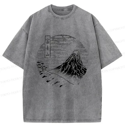 Tokyo-Tiger Mount Fuji Painting Washed T-Shirt