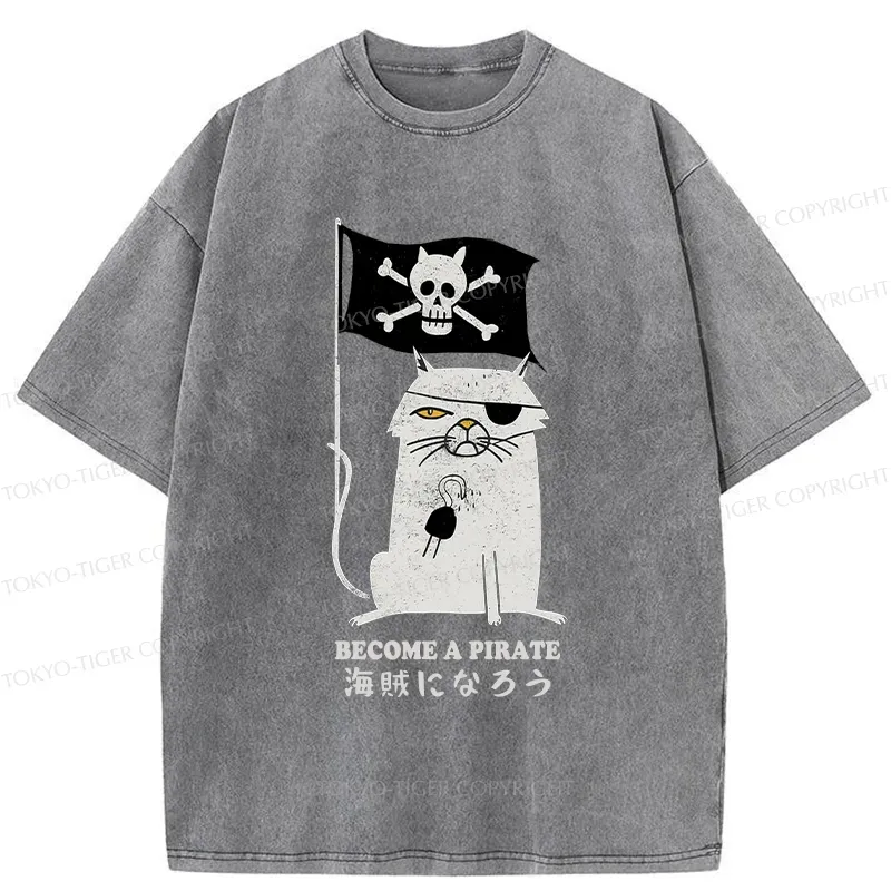 Tokyo-Tiger Pirate Cat Washed T-Shirt
