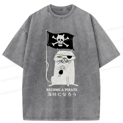 Tokyo-Tiger Pirate Cat Washed T-Shirt