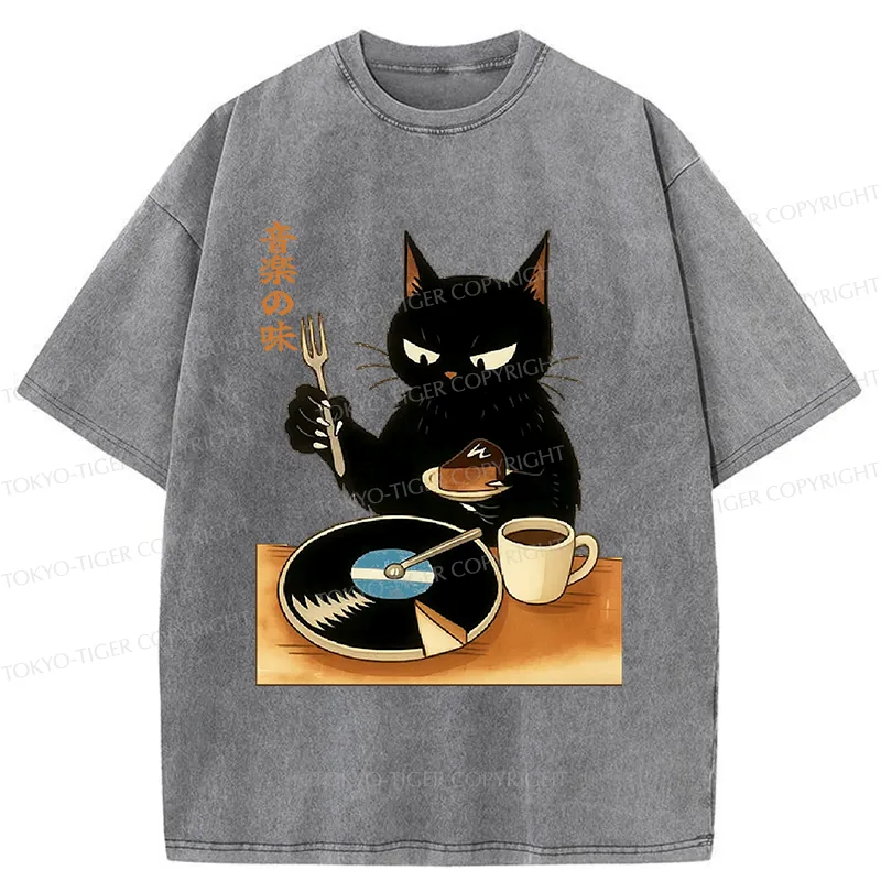 Tokyo-Tiger Cat Cutting A Record Cake Washed T-Shirt