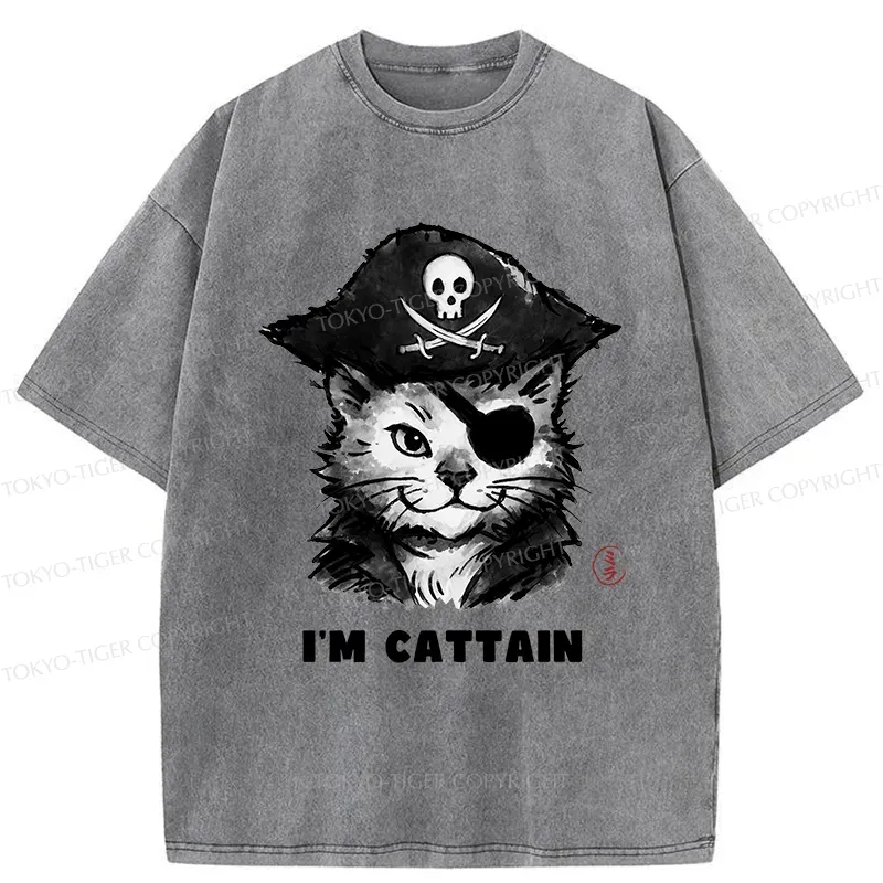 Tokyo-Tiger Pirate Cat Japan Washed T-Shirt