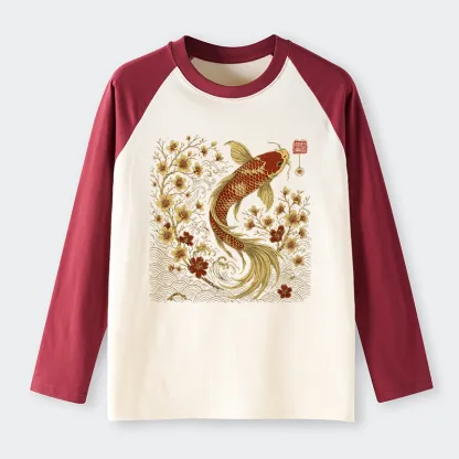 Tokyo-Tiger Vintage Sakura And Koi long sleeve T-shirt