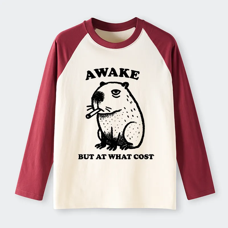 Tokyo-Tiger Smoking Capybara Raglan Long Sleeve T-shirt