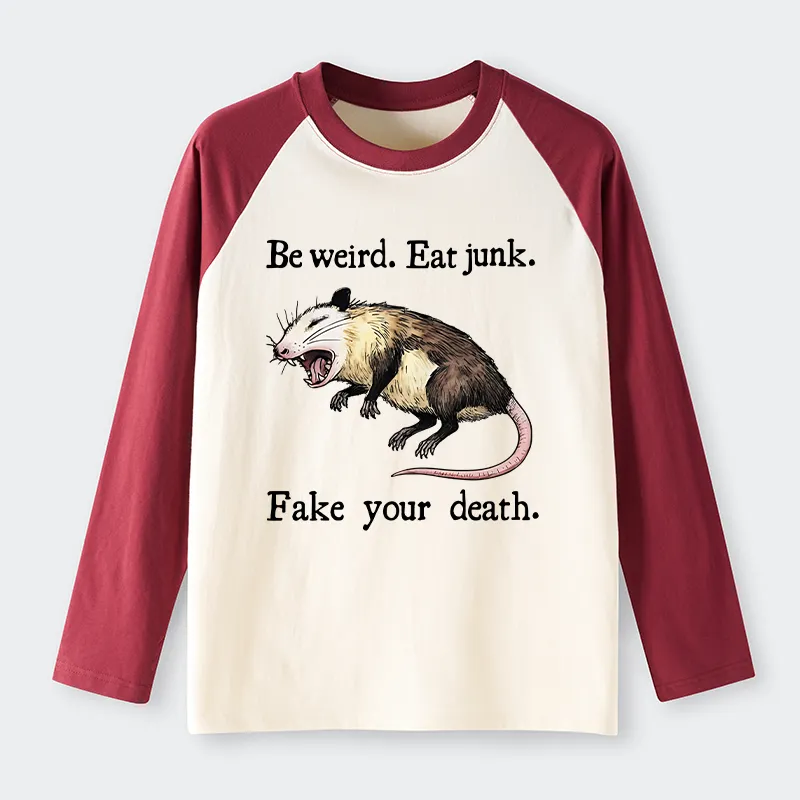 Tokyo-Tiger Possum Playing Dead Raglan Long Sleeve T-shirt