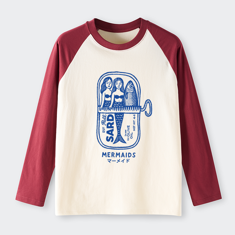 Tokyo-Tiger Mermaid Can Raglan Long Sleeve T-shirt