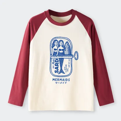 Tokyo-Tiger Mermaid Can Raglan Long Sleeve T-shirt