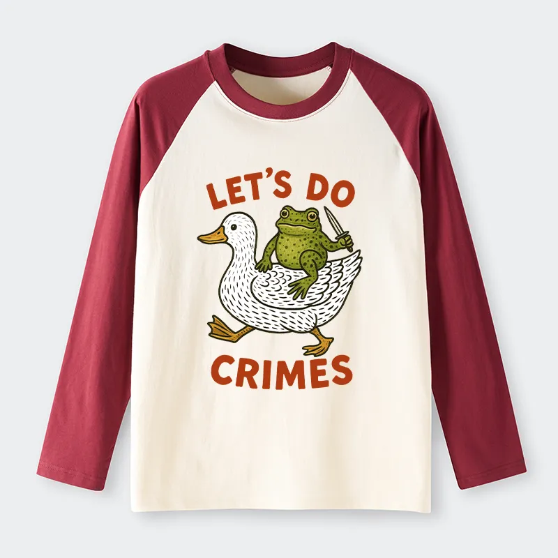 Tokyo-Tiger Frog Ready To Commit Crime Raglan Long Sleeve T-shirt