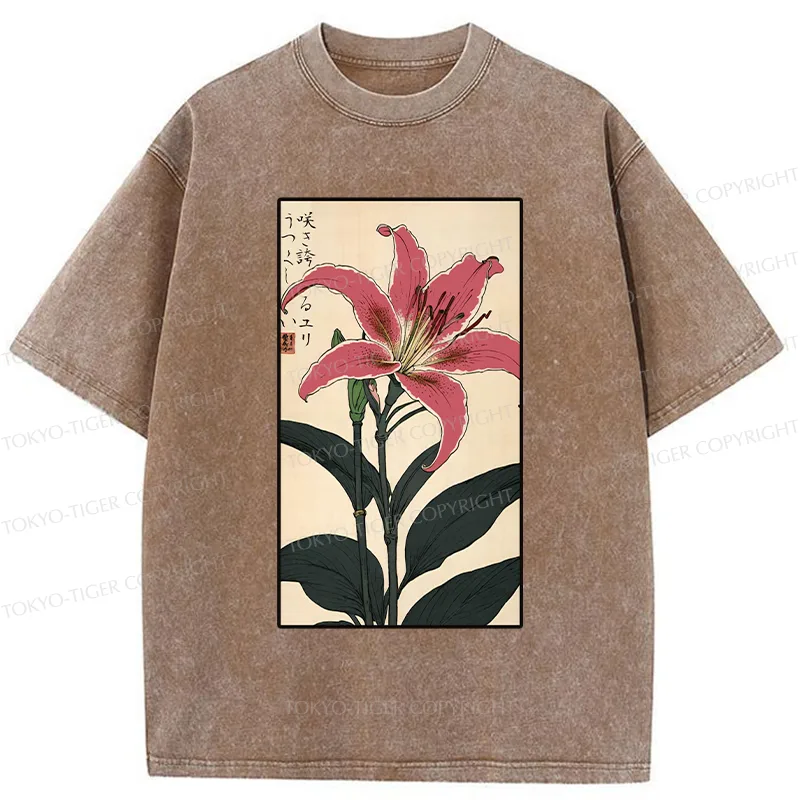 Tokyo-Tiger Retro Lily Washed T-Shirt