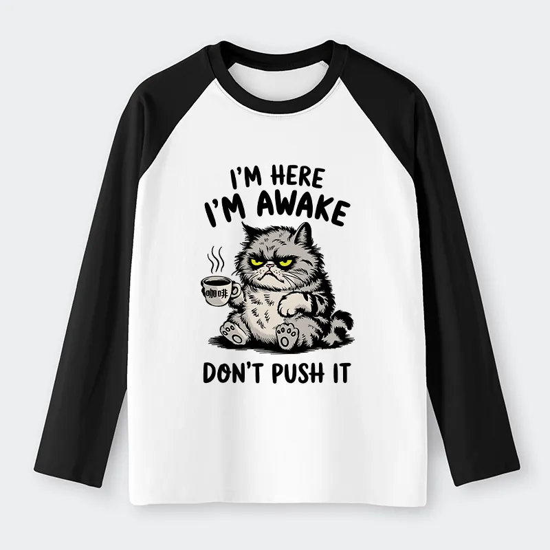 Tokyo-Tiger Tired Cat Raglan Long Sleeve T-shirt